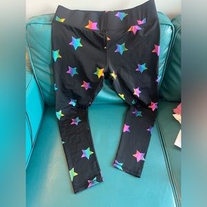Terez Black Rainbow Star Foil UpLift Leggings - XL